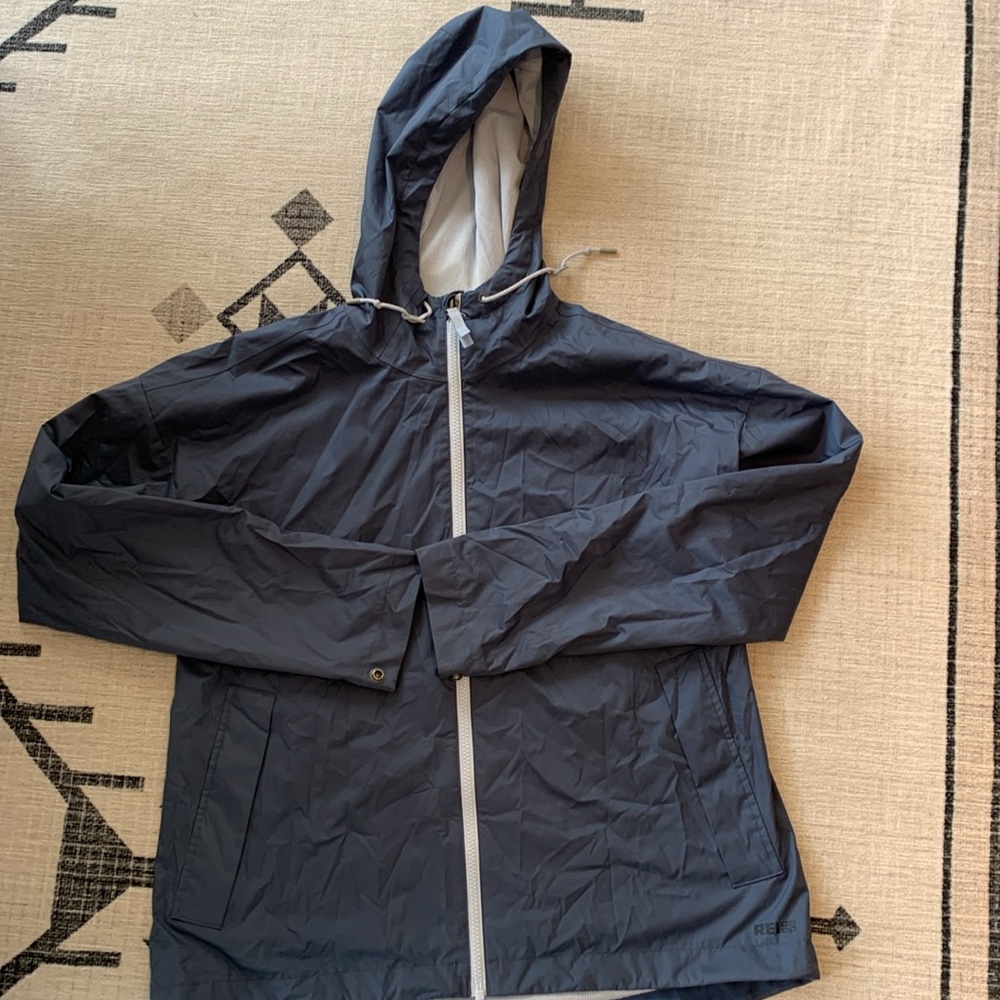 REI Co-Op Jacket Womens Small Navy Blue / Storm Blue Hooded Outdoor Rain Jacket